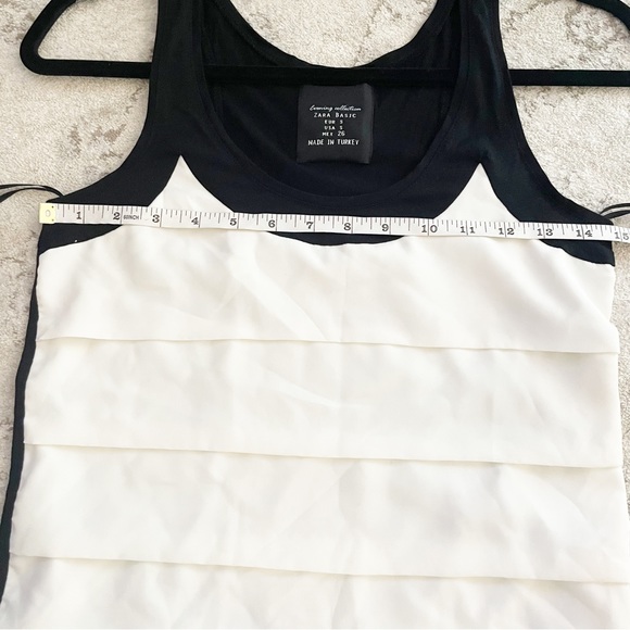 Zara Basic Evening Collection Tiered Sleeveless Shift Dress White Black Size S - Picture 6 of 10